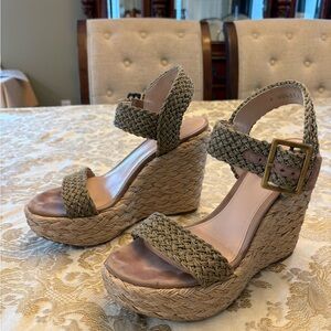 Stuart Weitzman Olive Braided Wedge Sandals